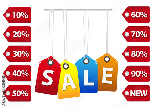 Sconti appesi con percentuali sconto
