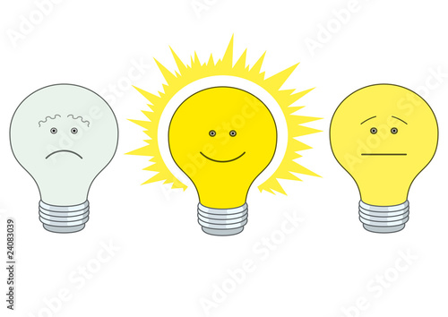 Set of electric bulbs in row