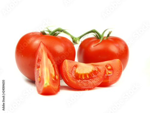 Tomatos on white background