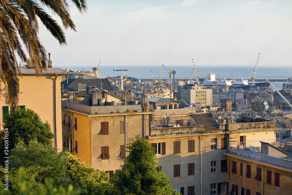 old Genoa city port view