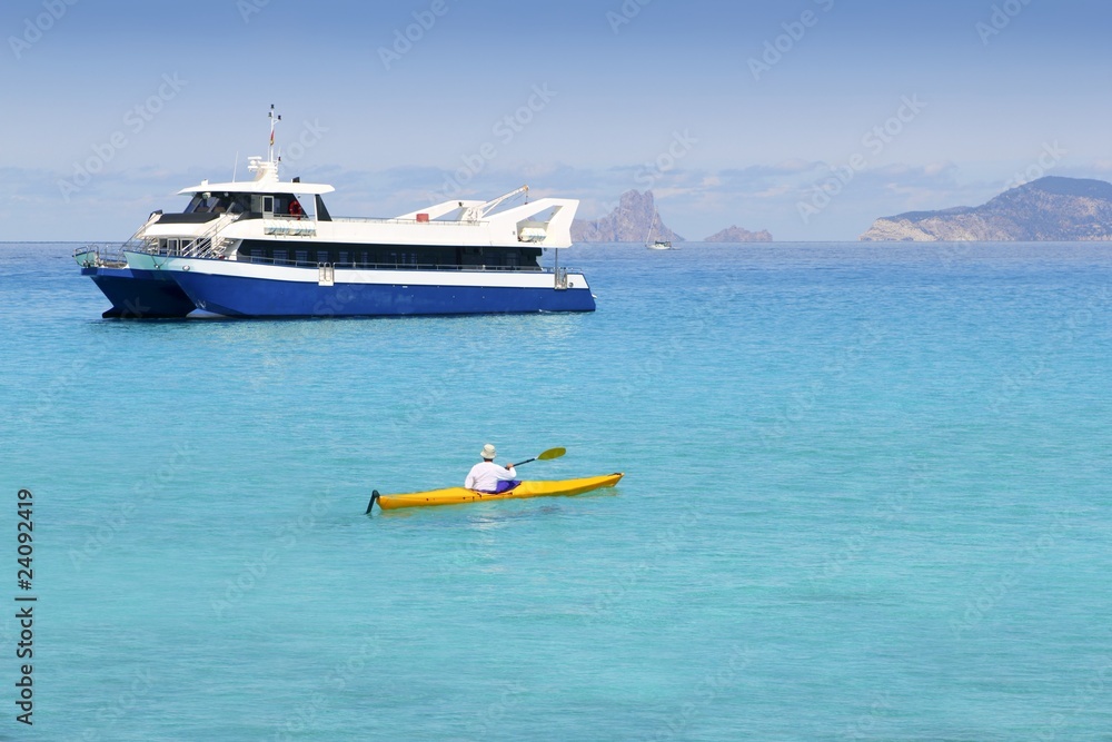 Illetas turquoise sea kayak Formentera boat
