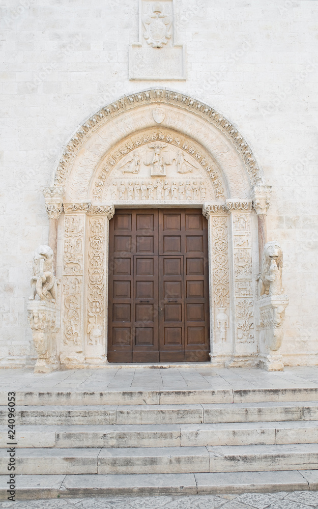 Wooden Portal of Bitetto Cathedral. Apulia.