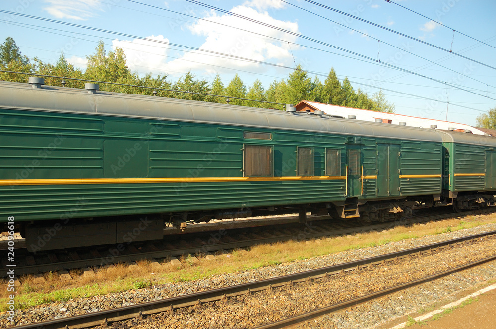 Fototapeta premium Railroad tracks with train