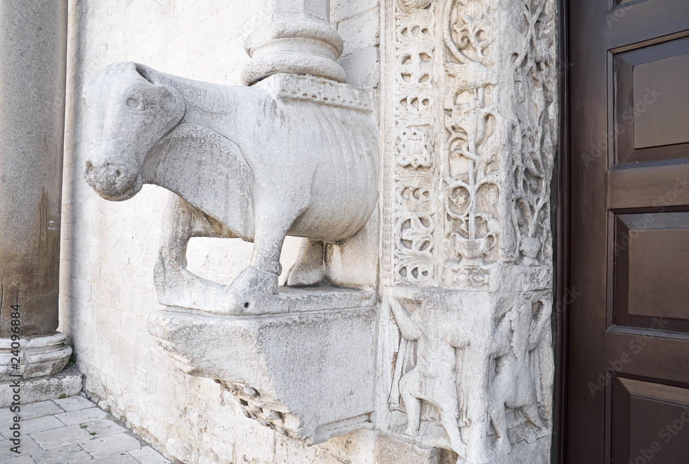 Detail of Portal of Basilica St. Nicholas. Bari. Apulia.