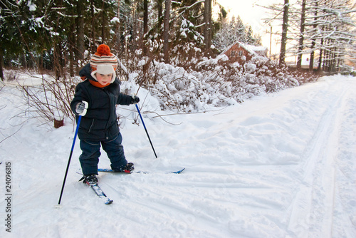 Little Boy Cross Country Skiing