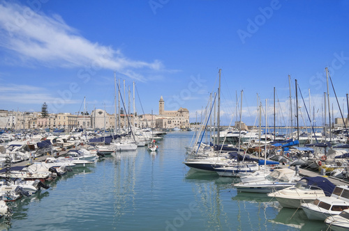 Panoramic view of Trani touristic port. Apulia.