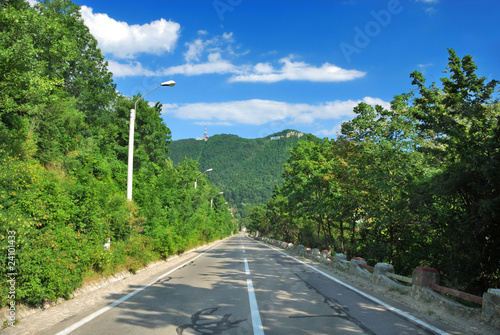 Stright road and leading lines to Tampa mountain in Brasov
