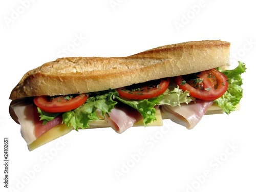 Sandwich jambon fumé crudités