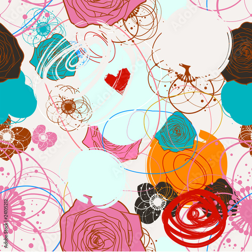 Floral seamless pattern in retro style