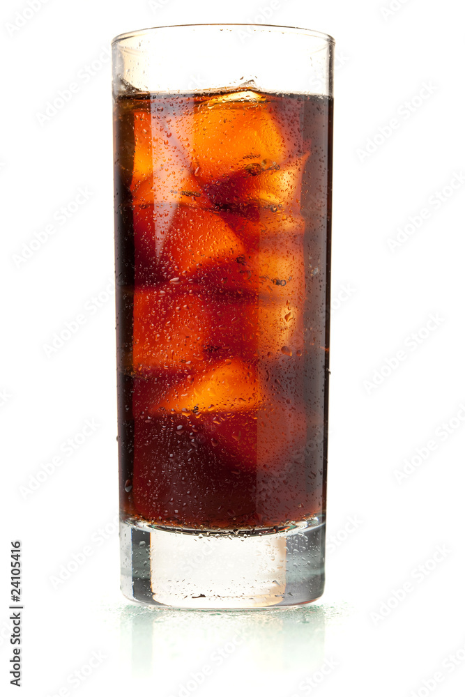 Cola in highball glass with water drops Cola in highball glass with water drops