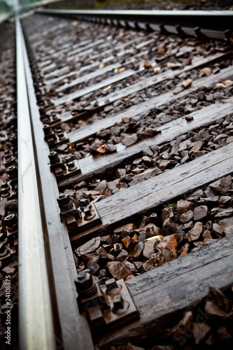 Railroad tracks to nowhere close-up
