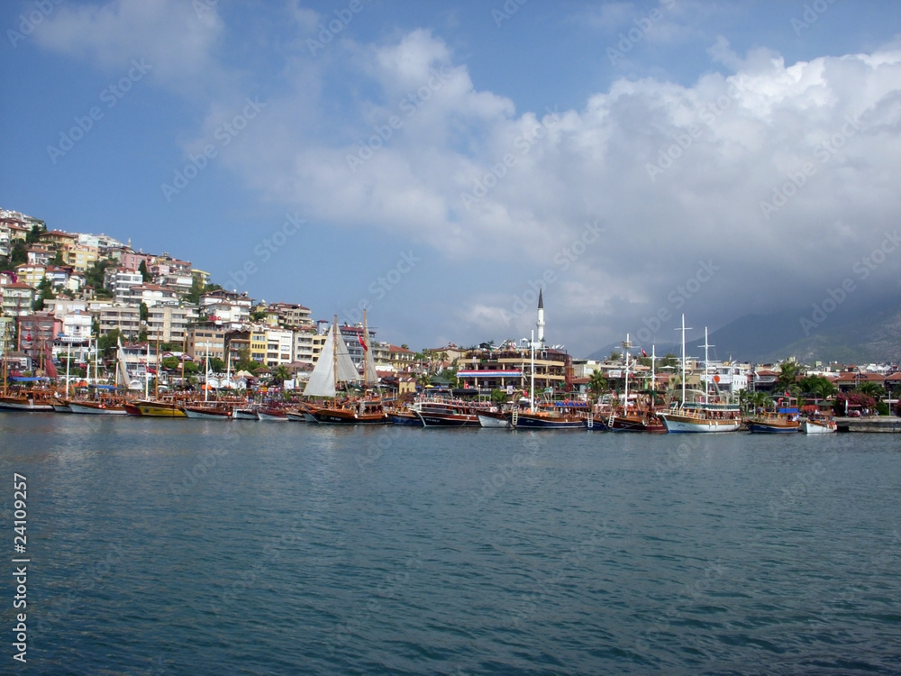 View of port and peninsula Alanya