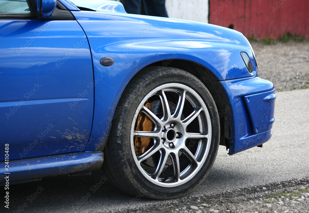 Blue sport car detail