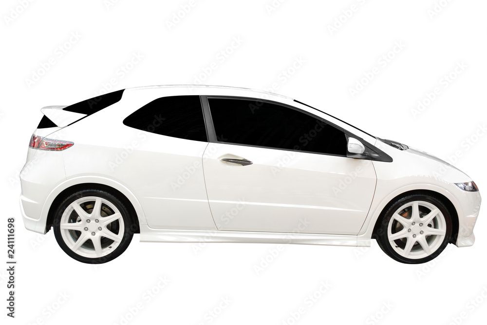 new fast white car isolated