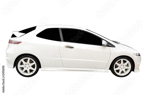 new fast white car isolated