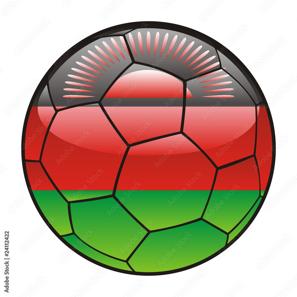 Fototapeta premium vector illustration of Malawi flag on soccer ball