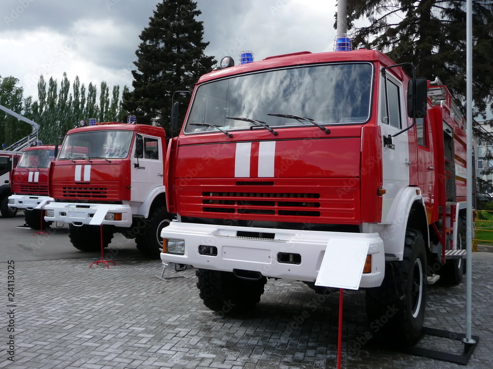 Three fire trucks