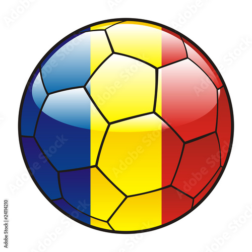 vector illustration of Romania flag on soccer ball