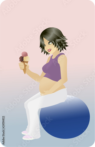Pregnant woman with ice cream