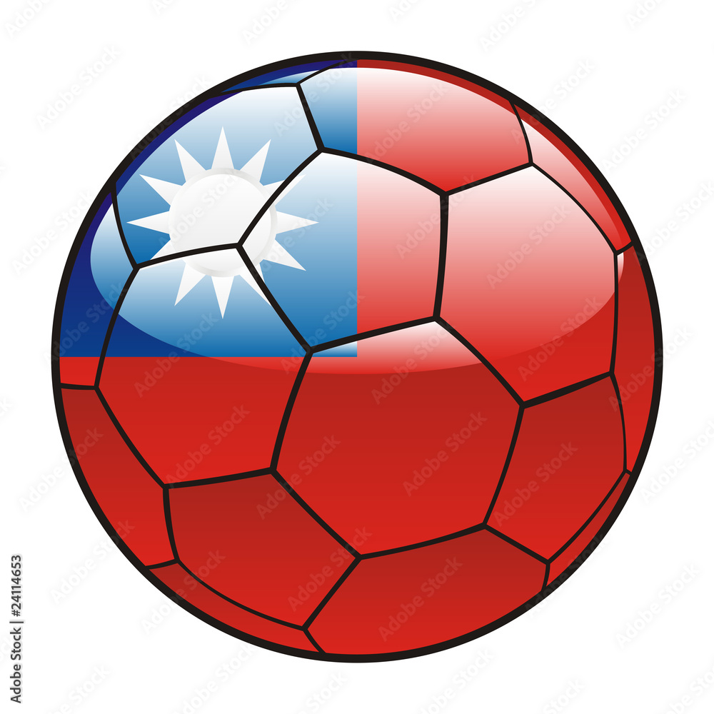 Fototapeta premium vector illustration of Taiwan flag on soccer ball