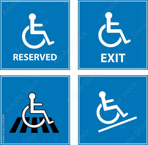handicap blue signs set
