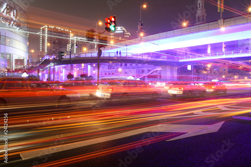 traces of light vehicles on busy streets © chungking