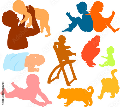 Set of a various people silhouettes