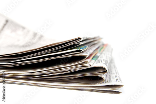 Stack of newspapers.