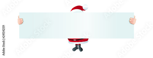 Weihnachtsmann zeigt Schild zum Beschriften
