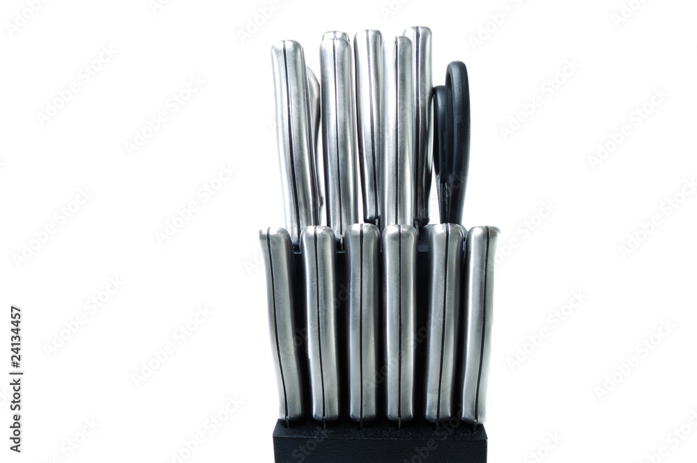 Handles of knifes in the holder Handles of knifes in the holder