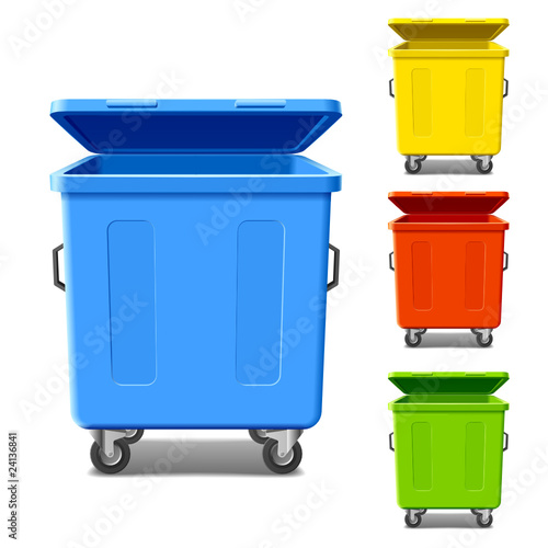 Set of colorful recycling bins. Vector.