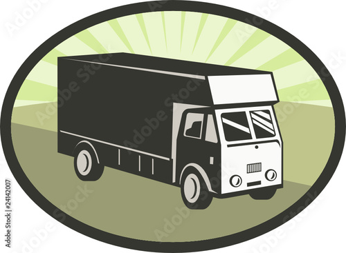 Delivery or camper van viewed from high angle