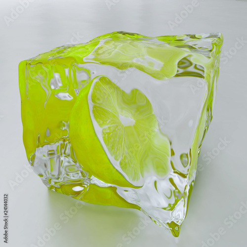 green lemon in the piece of...