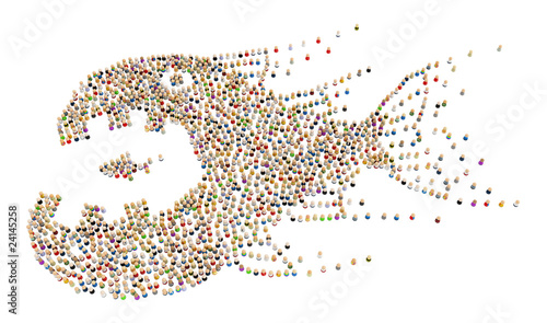 Canvas Print Cartoon Crowd, Fish Swallow