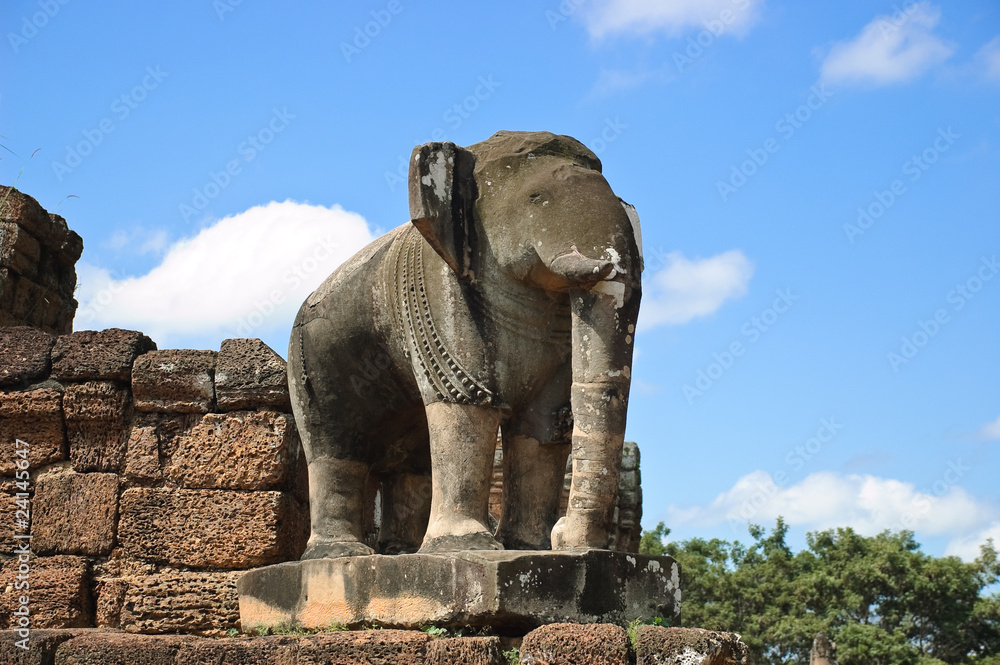 Ancient sculpture of an elephant, Siem Reap, Cambodia.