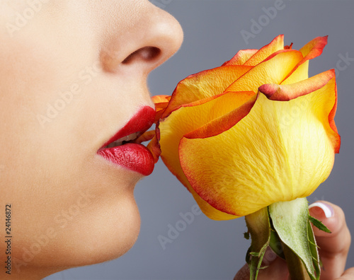 girl with yellow rose