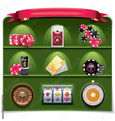 Vector gambling icon set. Part 2 (green background)