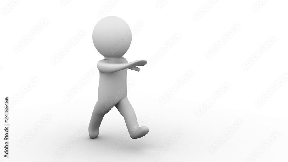 3d white cartoon human running at white background 3d white cartoon human running at white background