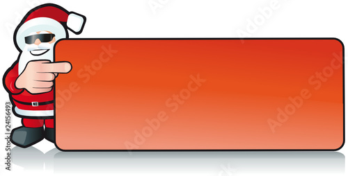santa zeigt auf banner