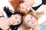 Three young cheerful women