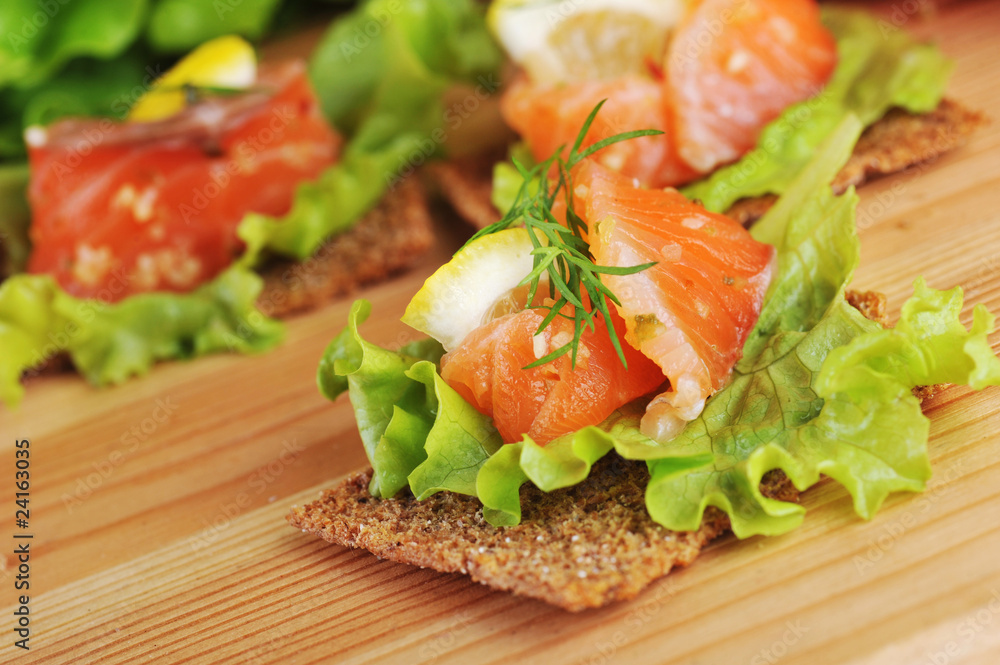 salmon   and small loafs