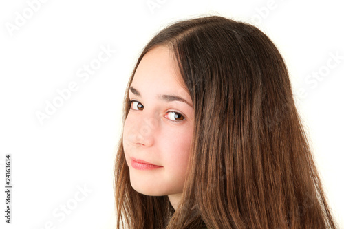 Portrait of young teenage girl, studio shot