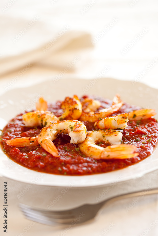 shrimp roasted with fried tomato shrimp roasted with fried tomato