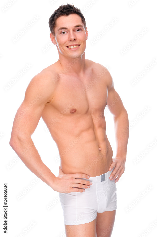 Smiling young man with underwear