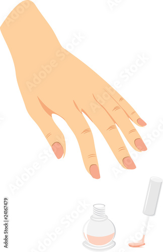 French manicure and nail enamel. Vector