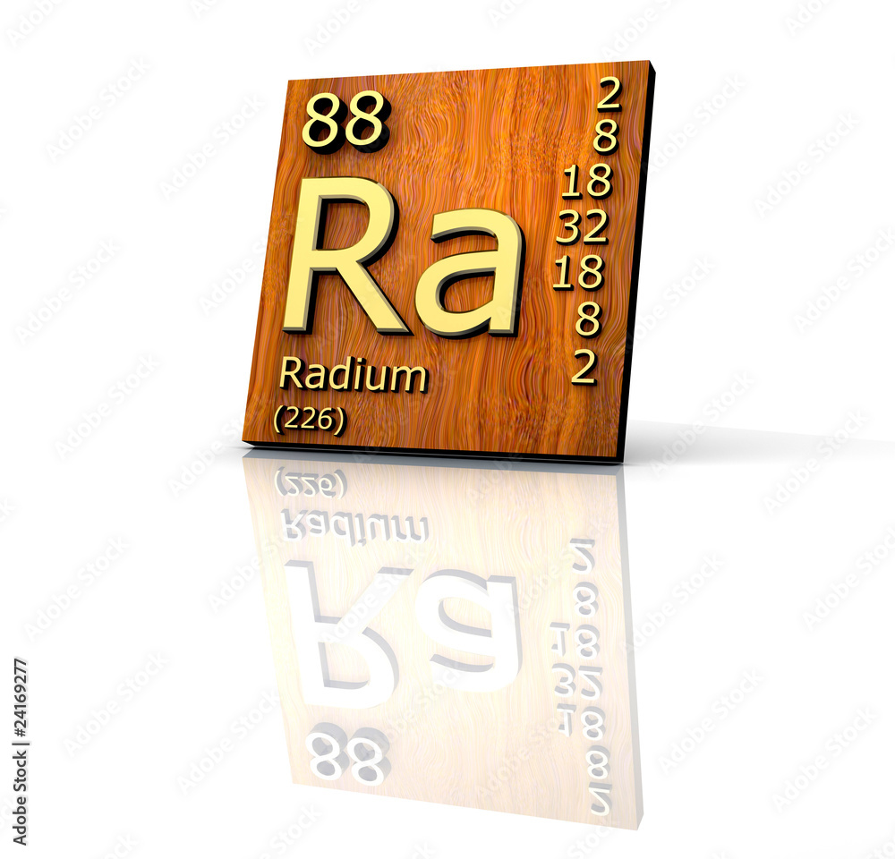 Radium form Periodic Table of Elements wood board StockIllustration