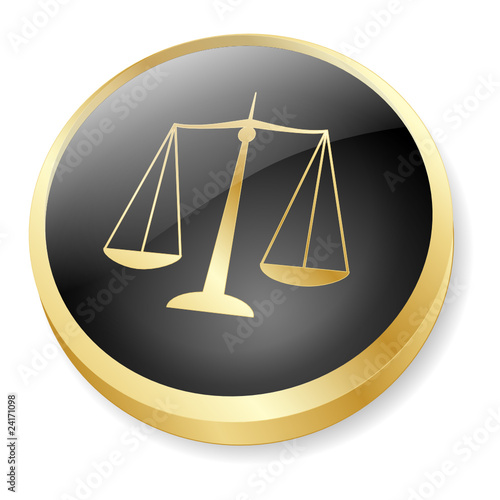 SCALES OF JUSTICE Web Button (Icon Law Legal Advice Gold Vector)