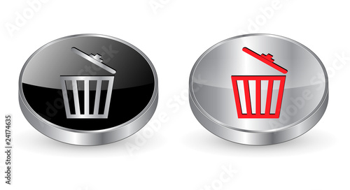 Delete, trashcan icon, button.