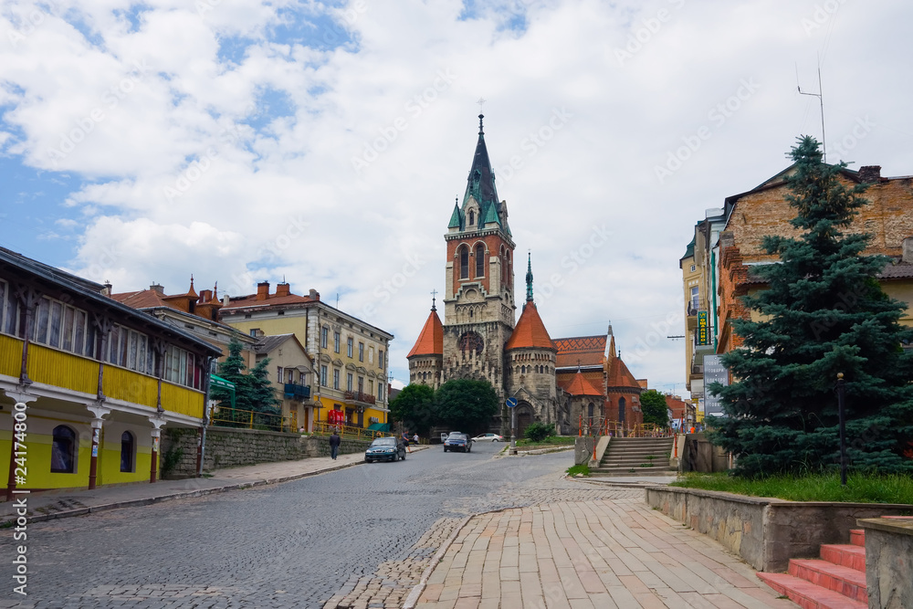 Fototapeta premium Old Catholic church in Chortkiv Ukraine