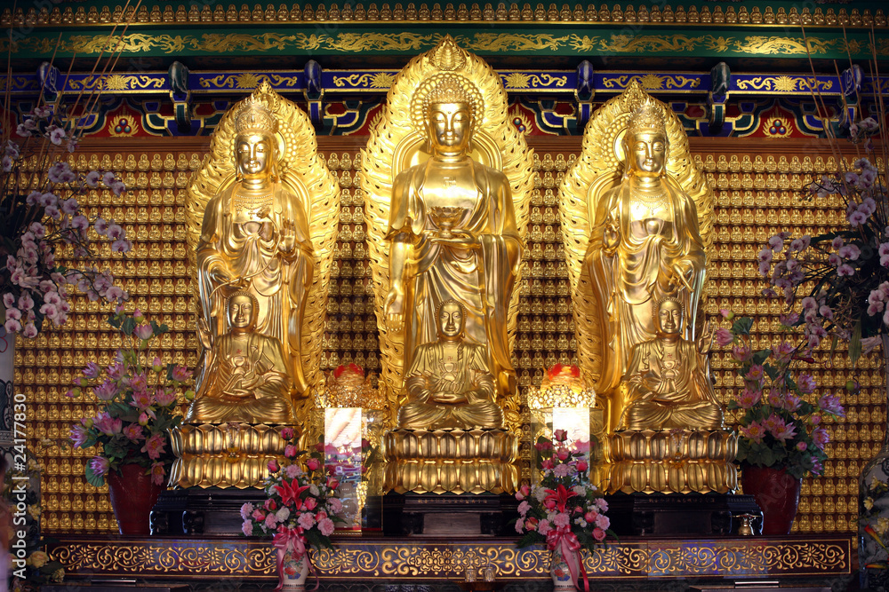Portrait of a golden Buddha statue Thailand
